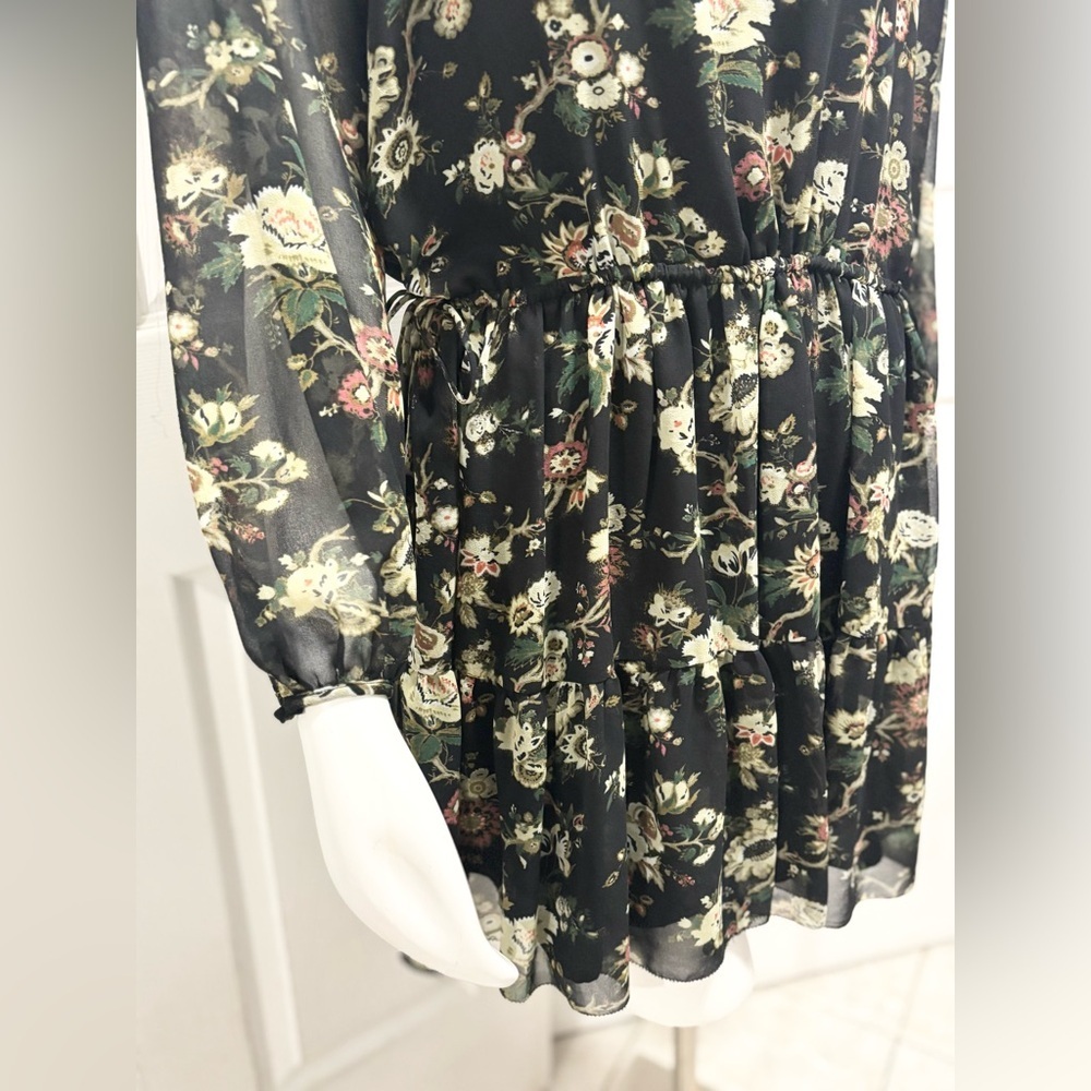 Aritzia Wilfred Lamare Ruffle Floral Mini Dress Open Back Peasant Prairie Sz XS - Picture 10 of 16